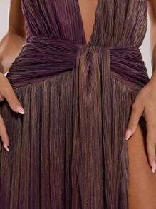 SHEIN BAE Váy Maxi hở vai hở vai hở lưng màu hồng nhạt không dây cổ chữ V sâu mặc nhiều lần, thích hợp cho buổi hẹn hò hàng ngày, đi chơi đêm, hộp đêm, tiệc tùng, tụ tập, tiệc cocktail, tiệc hồ bơi, váy trở lại trường, váy dạ hội, váy lễ hội, váy lễ hội âm nhạc, váy lễ hội nhạc đồng quê, váy hòa nhạc - Màu tím - Xem 4