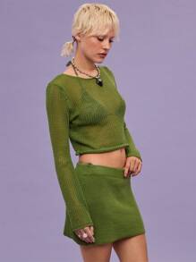 COUREZ Gestrickter Mini-Rock für Damen/Y2K/Lässiger Vintage-Stil