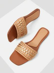 MOTF PREMIUM COLORBLOCK SQUARE TOE FLAT SANDALS - Apricot - View 3