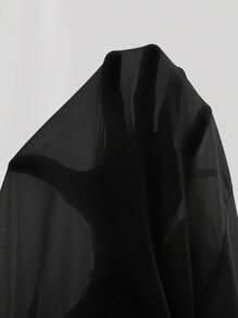 SHEIN Unity Women's Solid Color Elegant Long Dress With Shawl, Spring/Summer - Black - View 7