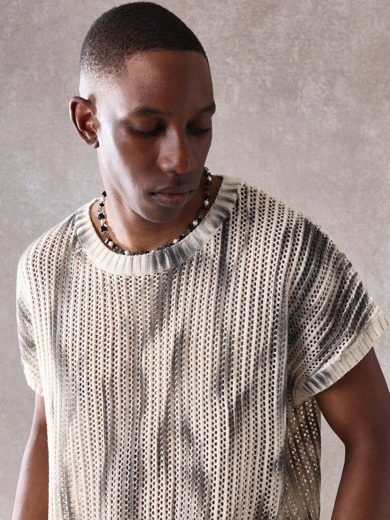 Tie-Dye Effect Sleeveless Ribbed Knit Sweater Vest