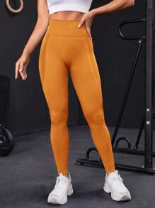 Powerista Seamless High Elastic High Waist Sports Leggings - Orange - View 3