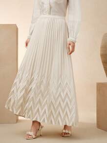 Anewsta 女士优雅褶皱 A 字缎面半身裙，适合节日、度假、假日、休闲和商务休闲 - 杏色 - 查看 1