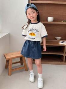 Dazy Kids 女童短袖印花T恤，秋季服装 - 白色 - 查看 5