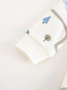 Cozy Pixies Baby Boy Snug Fit Pajamas 2 Pieces Set - Cartoon Car Print Soft Knitted Crew Neck Long Sleeve Top And Elastic Waist Long Pants