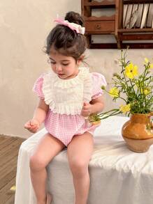 LMoss Kids 女婴编织格子撞色领连体衣