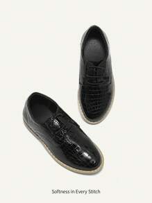 Cozy Pixies All-Match Versatile College/British Style Baby Elastic Glossy Leather Oxford Dress Shoes, Flats, For Spring And Summer - Black - View 2