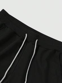 Manfinity Homme Herren Lässig Farbblock Buchstaben Muster Kurzarm T-Shirt und Shorts Set, Sommer