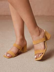 CUCCOO CURVES 大码女式宽版一脚蹬凉鞋，夏季露趾双带休闲/旅行/日常穿着 - 駝色 - 查看 4