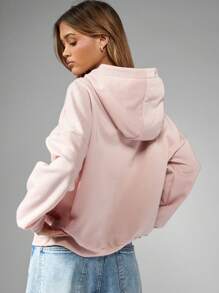 MISSGUIDED 纽约布鲁克林校队连帽衫运动衫休闲街头装学院风都市时尚运动休闲秋冬男女通用连帽运动套头衫 - 粉色 - 查看 2