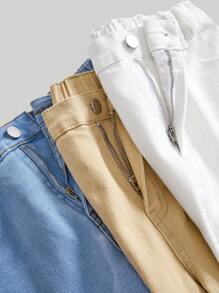 3 件大童百搭休闲百搭可调节腰部弹力修身牛仔裤，适合日常穿着 - 彩色 - 查看 6