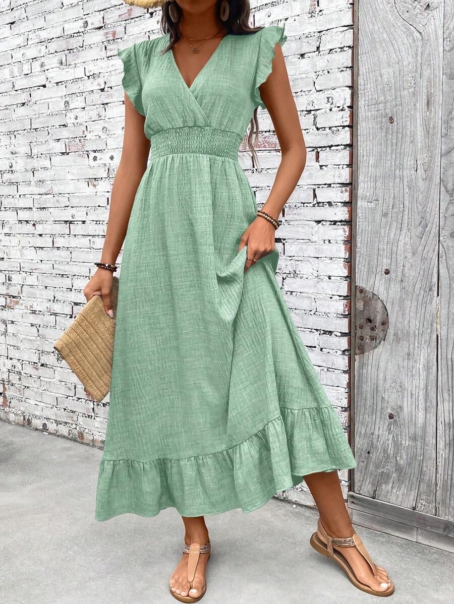 satin a line wedding dress A-Line Minimal with Slit Size:19½ 34/35 Sakmal V-Neck Casual Summer bra-friendly