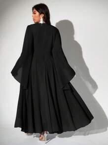 Viva Relle 大码女式纯色 V 领长袖优雅连衣裙