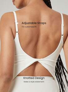 GLOWMODE FeatherFit™-Air Scoop Neck Knotted Mini Dress Quick Dry Moisture Wicking - White - View 4
