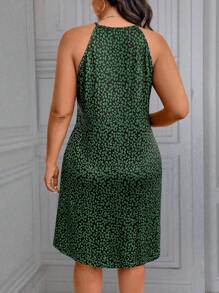SHEIN LUNE Abito casual estivo a fantasia tutto-su con scollo ad aletta, per taglie forti