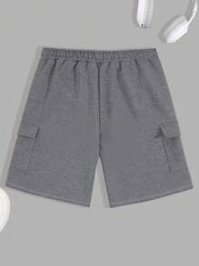 RueChic Men Cargo Pockets Special Drawstring Waist Regular Short - Dark Grey - View 2