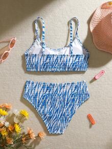 SHEIN WESTFADE Young Conjunto de bikini con estampado floral, traje de baño de estilo vacacional con estampados aleatorios