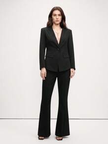 SHEIN LUNE 高品质女士商务休闲西装套装和西装外套 - 黑色 - 查看 4