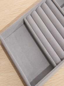 1pc Solid Multifunction Jewelry Tray,Grey Minimalistic Jewelry Display Holders,Ring Necklace Earring Organizers, Gift For Valentine's Day - Grey - View 4