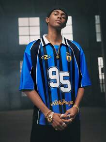 AXEPEAK 男士 Polo 短袖衬衫，简约时尚，适合夏季，街头风格 - 彩色 - 查看 1