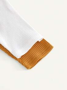 Cozy Pixies 新生儿 7 件套针织纯色柔软圆领长袖上衣、松紧腰裤、帽子、围兜 - 彩色 - 查看 6