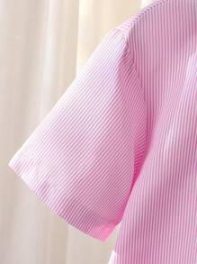 年轻女孩运动衫衬衫夹克，新款春秋时尚儿童服装，粉色衬衫儿童 T 恤 - 粉色 - 查看 6