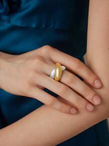 MOTF PREMIUM 十字交叉开口指环，金色和银色