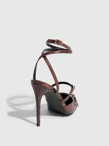 CUCCOO SZL Pointed Toe High Heels With Leopard Print Faux Fur Material, Stylish Women Pumps