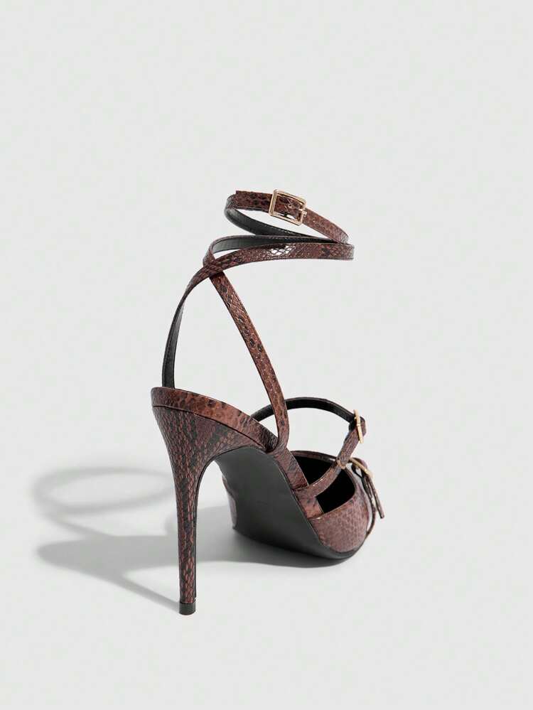 CUCCOO SZL Pointed Toe High Heels With Leopard Print Faux Fur Material, Stylish Women Pumps