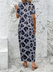 SHEIN LUNE Nuevo vestido casual largo de estampado de leopardo para primavera