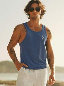 HIMLAND Men Flamingo Print Tank Top