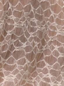 MUSERA Extreme Plunge Draped Front Textured Lace Long Sleeve Flared Cuff Top Only Sexy Cute Ibiza Club Vacation Holiday Boho Festival Rave Going Out Tops Club Winter Spring Summer - Cream - View 7