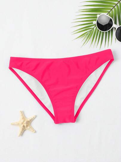 Swim Basics Solid Colored Bikini Bottom, Suitable For Vacation & Beach For Summer