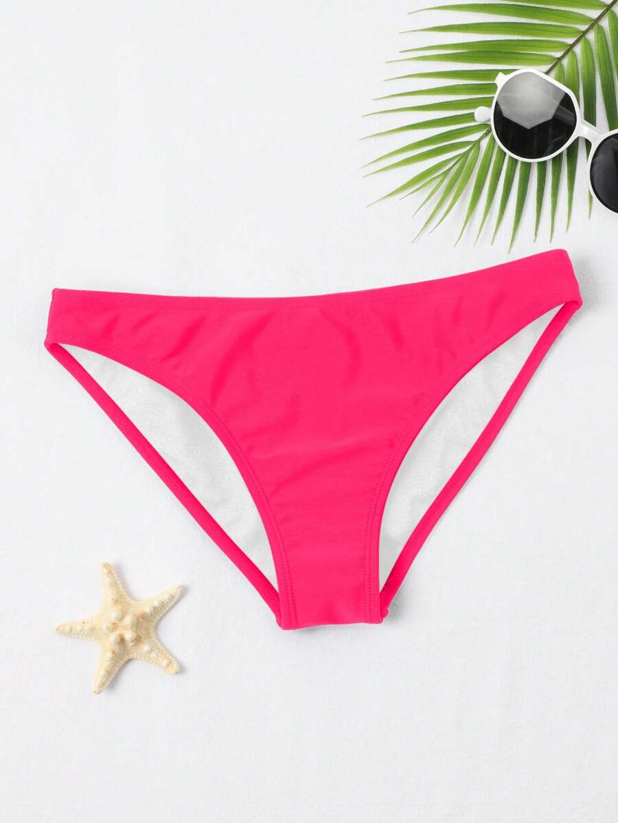 Swim Basics Đáy Bikini Màu Trơn, Thích Hợp Cho Kỳ Nghỉ & Bãi Biển - Màu Hồng  Dưa hấu - Xem 1