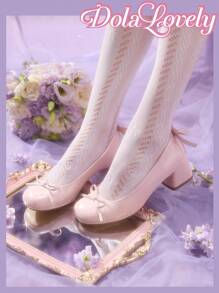 Dola Lovely 圆头蝴蝶装饰高跟鞋，时尚女士粗跟高跟鞋