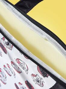 TOM & JERRY X SHEIN Black Cartoon Mouse Print Computer Bag - Black - View 6