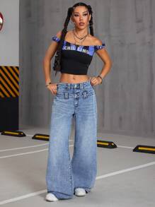 SHEIN ICON Casual Low Waist Loose Fit Jeans