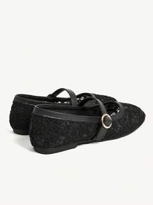 CUCCOO CHICEST Women's Outdoor Round Toe, Low Heel, Black Lace Mesh Fabric Fashion Minimalist Elegant Black Buckle Flat Shoes For Christmas Elegant Shoes - Black - View 11