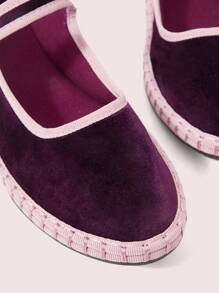 CUCCOO DOLLMOD Zapatos planos de estilo Mary Jane de terciopelo clásico y cómodo para mujer, color morado elegante - Morado - Ver 7