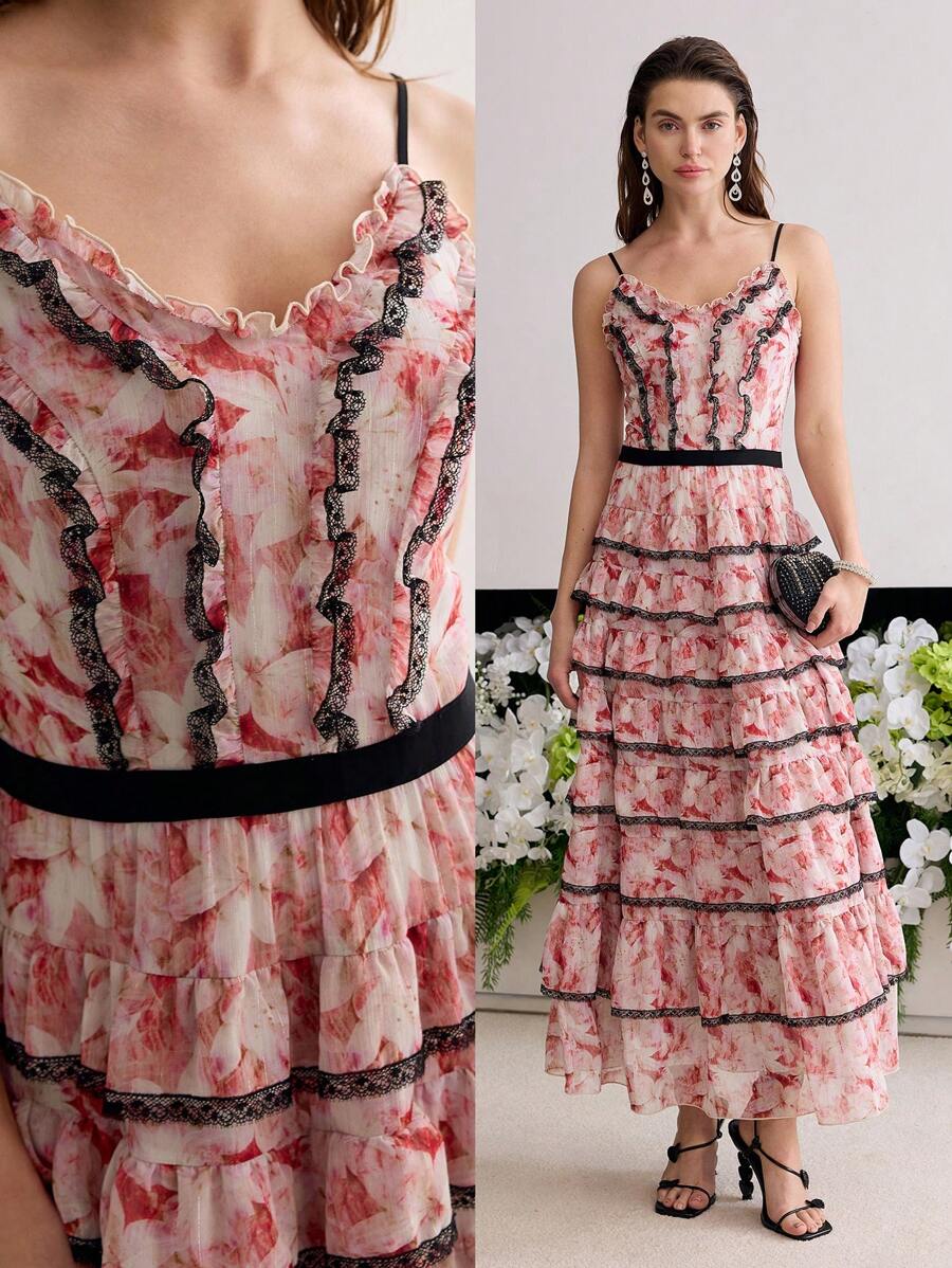 MOTF Soiréza ROBE À VOLANTS SUPERPOSÉS EN DENTELLE CONTRASTÉE - Multicolore - Voir 1