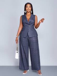 SOLERSUN Women's Solid Commuting Blazer Vest & Pants Graduation,Back To School,Teacher Outfits For Women - Navy Blue - View 3