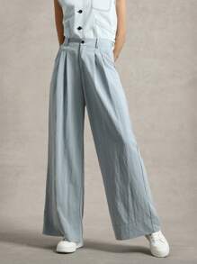 Briarwyn Women's Solid Color Pleated Loose Pants Summer For Women Business Casual Woman - Blue - View 5