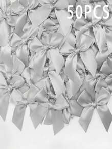 50 piezas de grandes lazos de cinta de satén de colores, moños artesanales, lazos de flores pequeñas blancas y rosas para regalos, decoración de pasteles/cumpleaños/cajas/regalos/envoltorios, accesorios DIY para el cabello/ramos de flores/cajas de regalo/decoración de pasteles (múltiples colores disponibles) para San Valentín, Día de la Madre, Día de San Valentín, decoración de bodas