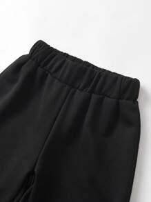 SHEIN 2 件套年轻男孩可爱休闲黄色刺绣运动衫和黑色裤子舒适服装，春季 - 淺粉色 - 查看 7