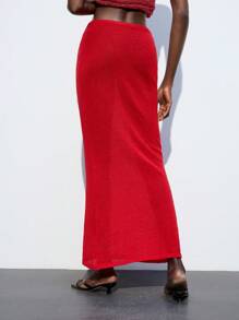 Maija 女士海滩超长罩衫纱笼裙，波西米亚风 - 紅色 - 查看 5