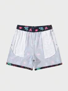 Manfinity RSRT Quần short thể thao in họa tiết thường ngày cho nam, quần short đi biển có dây rút cho khu nghỉ dưỡng bãi biển mùa hè Quần bơi nam Coconut Tree, Hawaii - màu đen - Xem 7