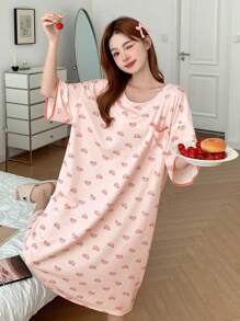 DAZY 全身猫咪印花宽松 T 恤睡袍女士睡衣