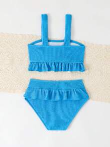 Young Girl Toddler/Little Kid Ruffled 2 Pieces Swimwears - Blue - View 2