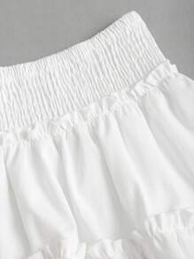 Sweetra Falda de señoras nueva de primavera, de línea A, suelta, con volantes en la cintura, de unicolor, linda y dulce - Blanco - Ver 3