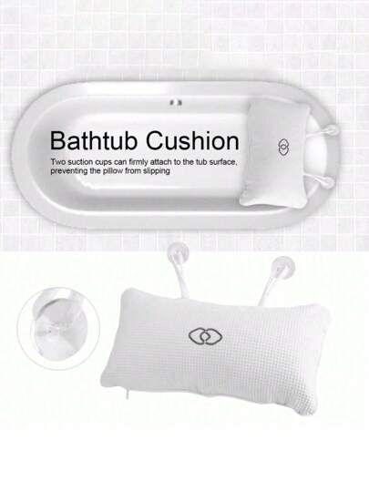 SHEIN Halkfri Badkudde Hem Spa Bad Uppblåsbar Kudde Huvud Nacke Rygg Axlar Vila Avslappning Sugkopp Badrumsstöd (Inner Uppblåsbar Påse) Badrumsinredning Sommar